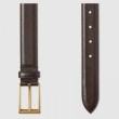 Cintura in pelle con fibbia rettangolare marrone 429028