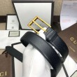 Cintura in pelle con fibbia rettangolare nera 429028