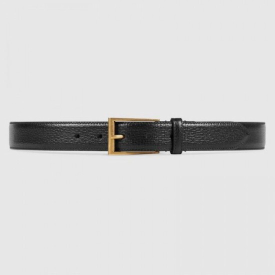 Cintura in pelle con fibbia rettangolare nera 429028