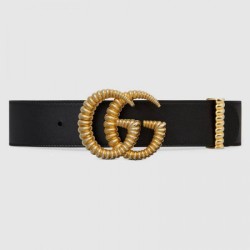Cintura in pelle con fibbia Torchon Double G nera 524105 imitazioni perfette