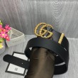 Cintura in pelle con fibbia Torchon Double G nera 524105