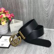 Cintura in pelle con fibbia Torchon Double G nera 524105