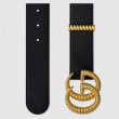 Cintura in pelle con fibbia Torchon Double G nera 524105
