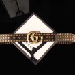 Pari all'originale replica Cintura in pelle nera con fibbia doppia G e borchie 409402