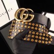 Pari all'originale replica Cintura in pelle nera con fibbia doppia G e borchie 409402