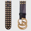 Pari all'originale replica Cintura in pelle nera con fibbia doppia G e borchie 409402