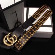 Pari all'originale replica Cintura in pelle nera con fibbia doppia G e borchie 409402