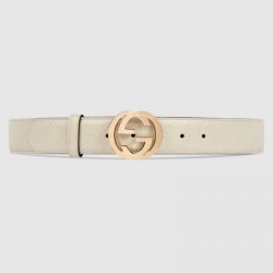 Qualità superiore replica Cintura in pelle Signature bianca 370543 imitazioni perfette