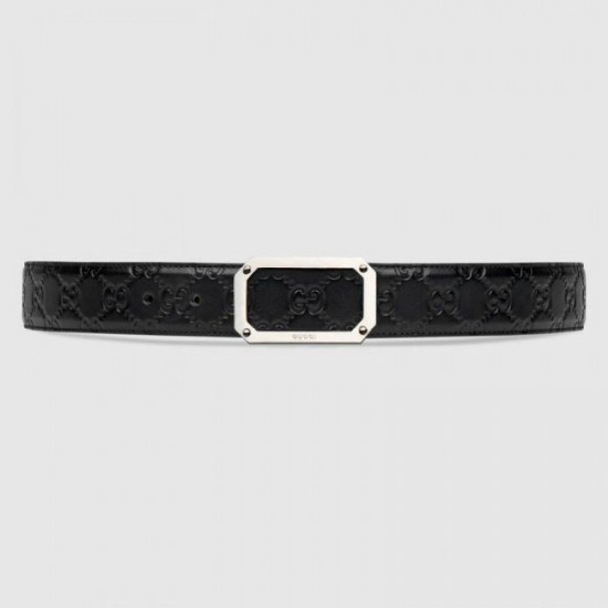 Alta gamma replica Cintura in pelle Signature nera 403941