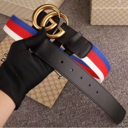 Cintura Sylvie Web con fibbia doppia G nera 409416 imitazioni perfette