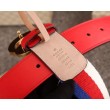 Dettagli perfetti Cintura Sylvie Web con fibbia doppia G rossa 409416