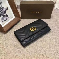 Alta gamma replica Portafoglio GG Marmont continental Nero 443436 imitazioni perfette
