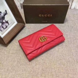 Portafoglio GG Marmont continental rosso 443436 imitazioni perfette