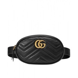 Replica Alta Qualità GG Marmont Matelasse Cinturino in pelle 476434 Nero