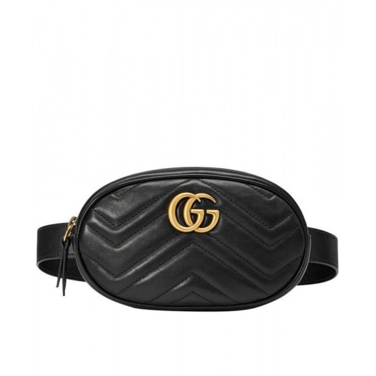 Riproduzione Fedele GG Marmont Matelasse Cinturino in pelle 476434 Nero imitazioni Replica Alta Qualità GG Marmont Matelasse Cinturino in pelle 476434 Nero