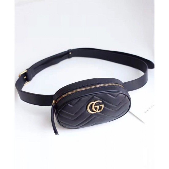Riproduzione Fedele GG Marmont Matelasse Cinturino in pelle 476434 Nero imitazioni Replica Alta Qualità GG Marmont Matelasse Cinturino in pelle 476434 Nero