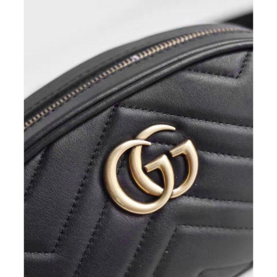 Riproduzione Fedele GG Marmont Matelasse Cinturino in pelle 476434 Nero imitazioni Replica Alta Qualità GG Marmont Matelasse Cinturino in pelle 476434 Nero