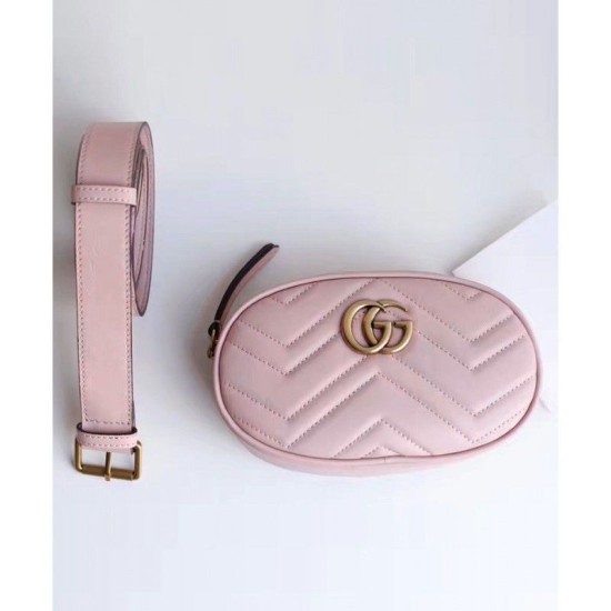 Riproduzione Fedele GG Marmont Matelasse Cinturino in pelle 476434 Rosa imitazioni Replica Alta Qualità GG Marmont Matelasse Cinturino in pelle 476434 Rosa