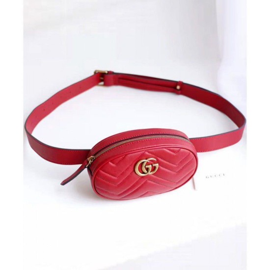 Riproduzione Fedele GG Marmont Matelasse Cinturino in pelle 476434 Rosso imitazioni Replica Alta Qualità GG Marmont Matelasse Cinturino in pelle 476434 Rosso