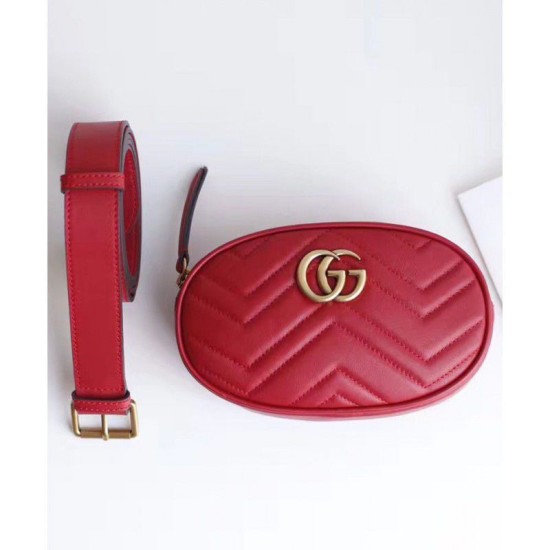 Riproduzione Fedele GG Marmont Matelasse Cinturino in pelle 476434 Rosso imitazioni Replica Alta Qualità GG Marmont Matelasse Cinturino in pelle 476434 Rosso