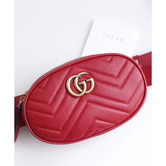 Riproduzione Fedele GG Marmont Matelasse Cinturino in pelle 476434 Rosso imitazioni Replica Alta Qualità GG Marmont Matelasse Cinturino in pelle 476434 Rosso