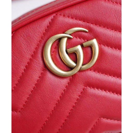Riproduzione Fedele GG Marmont Matelasse Cinturino in pelle 476434 Rosso imitazioni Replica Alta Qualità GG Marmont Matelasse Cinturino in pelle 476434 Rosso