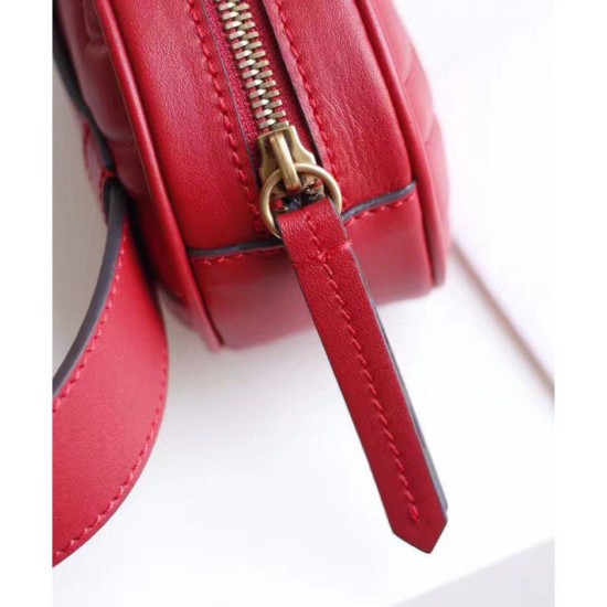 Riproduzione Fedele GG Marmont Matelasse Cinturino in pelle 476434 Rosso imitazioni Replica Alta Qualità GG Marmont Matelasse Cinturino in pelle 476434 Rosso