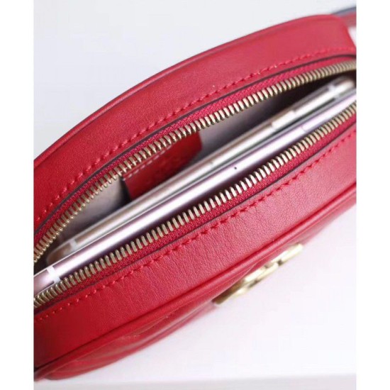 Riproduzione Fedele GG Marmont Matelasse Cinturino in pelle 476434 Rosso imitazioni Replica Alta Qualità GG Marmont Matelasse Cinturino in pelle 476434 Rosso