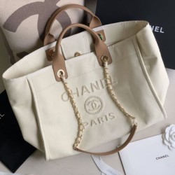 Cloni Firmate Borsa Replica 1:1 shopping Deauville con logo Pearl A66941 Beige imitazioni