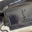 Borsa media YSL Saint Laurent Sunset in hardware nero goffrato coccodrillo