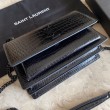 Borsa media YSL Saint Laurent Sunset in hardware nero goffrato coccodrillo