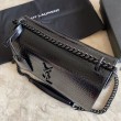 Borsa media YSL Saint Laurent Sunset in hardware nero goffrato coccodrillo
