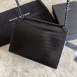 Borsa media YSL Saint Laurent Sunset in hardware nero goffrato coccodrillo