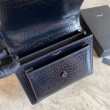 Borsa media YSL Saint Laurent Sunset in hardware nero goffrato coccodrillo