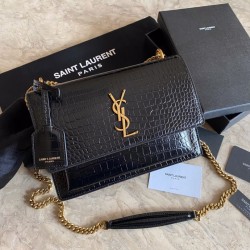 Cloni Firmate Imitazioni borse griffate media YSL Saint Laurent Sunset con finiture in oro goffrato coccodrillo imitazioni