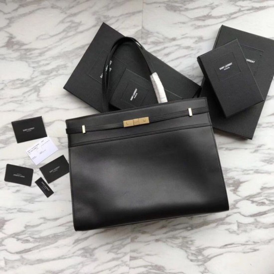 Borsa a tracolla YSL Saint Laurent Medium Manhattan nera