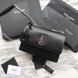Borsa YSL Saint Laurent Medium Sunset liscia nera argento imitazioni perfette