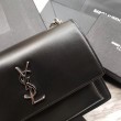 Borsa YSL Saint Laurent Medium Sunset liscia nera argento