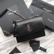 Borsa YSL Saint Laurent Medium Sunset liscia nera argento
