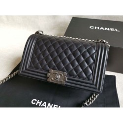 Boy Classica Flap Bag A67086 Nero Argento Hardware imitazioni perfette