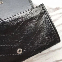 Portafoglio YSL Saint Laurent Niki grande stropicciata nera