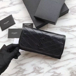 Portafoglio YSL Saint Laurent Niki grande stropicciata nera