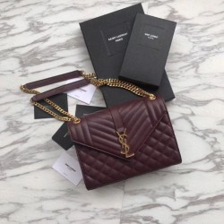Replica 1:1 Busta YSL Saint Laurent Piccola borsa Grain Embossed Claret Outlet Busta YSL Saint Laurent Piccola borsa Grain Embossed Claret imitazioni perfette