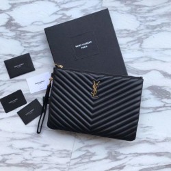 Dettagli perfetti YSL Saint Laurent Custodia per tablet Monogram Matelasse nera imitazioni perfette