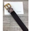 Alta gamma replica Bee stampa GG Supreme cintura con fibbia quadrata caffè