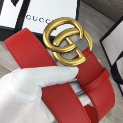 Riproduzione Fedele Pari all'originale replica Cintura in cuoio con doppia fibbia G Rosso imitazioni Replica Alta Qualità Pari all'originale replica Cintura in cuoio con doppia fibbia G Rosso