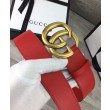 Pari all'originale replica Cintura in cuoio con doppia fibbia G Rosso