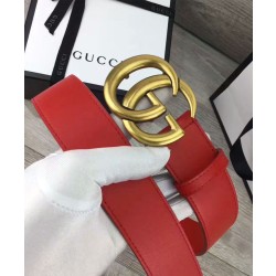 Pari all'originale replica Cintura in cuoio con doppia fibbia G Rosso