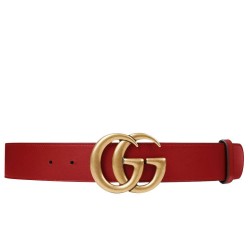 Replica Alta Qualità Pari all'originale replica Cintura in cuoio con doppia fibbia G Rosso