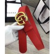 Pari all'originale replica Cintura in cuoio con doppia fibbia G Rosso
